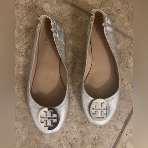 Silver Tory Burch Ballet Flats